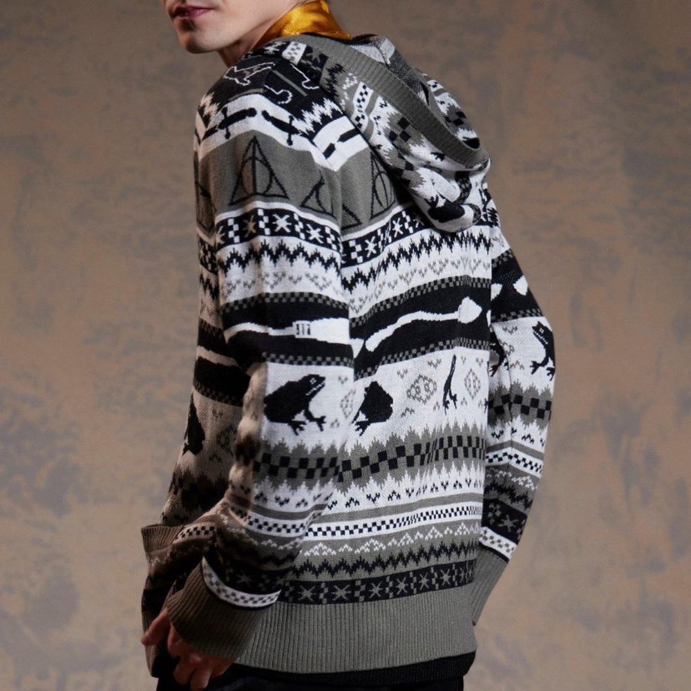 Unisex Harry Potter Neville Fair Isle Hooded‎ Cardigan Hot Topic Cosplay Costume - Picture 3 of 3